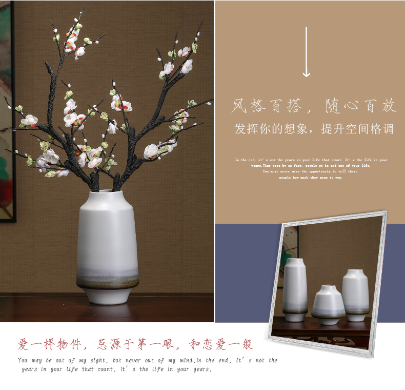 New Chinese style of jingdezhen ceramic plug-in dried flower vase creative model rich ancient frame is placed between the sitting room porch TV ark