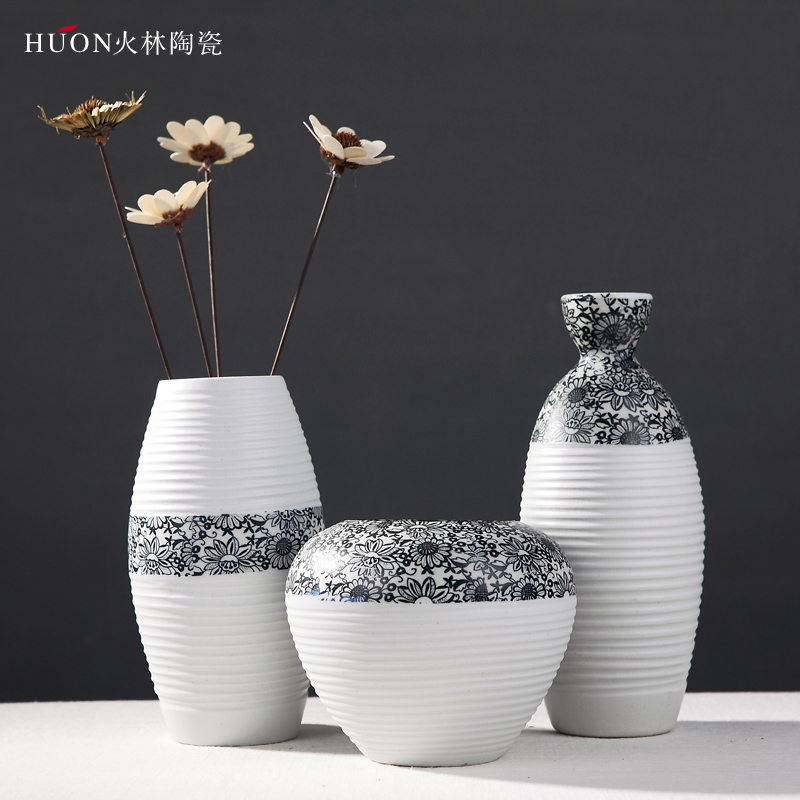 I and contracted three - piece furnishing articles dried flower vase hotel decoration decoration ceramics creative flower flower implement sitting room