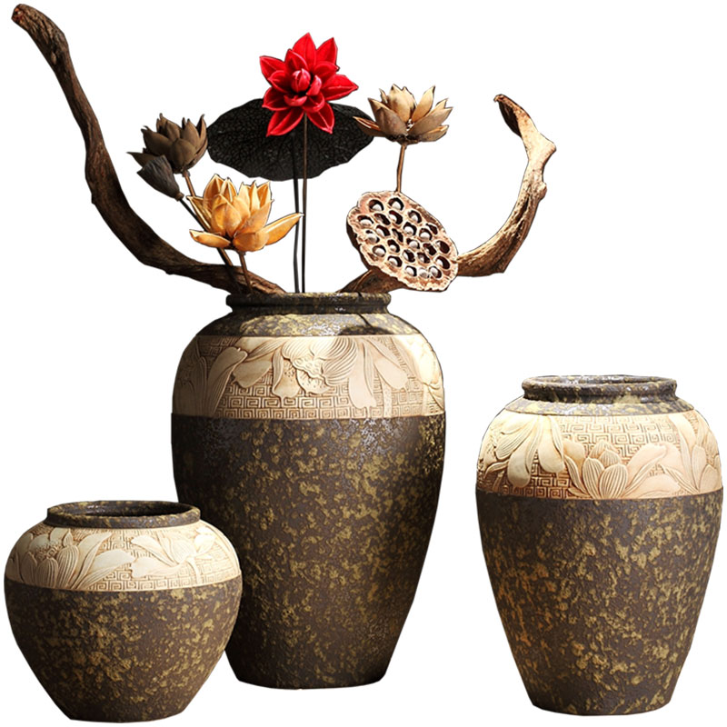 Zen POTS of new Chinese style restoring ancient ways of coarse some ceramic porcelain vase dry flower pot of primitive simplicity manual its decorative furnishing articles
