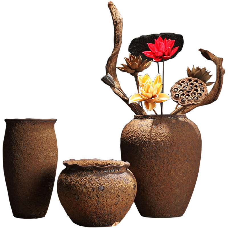 Chinese zen restoring ancient ways do old ceramic vases, creative home sitting room wine porch dried flowers floral furnishing articles