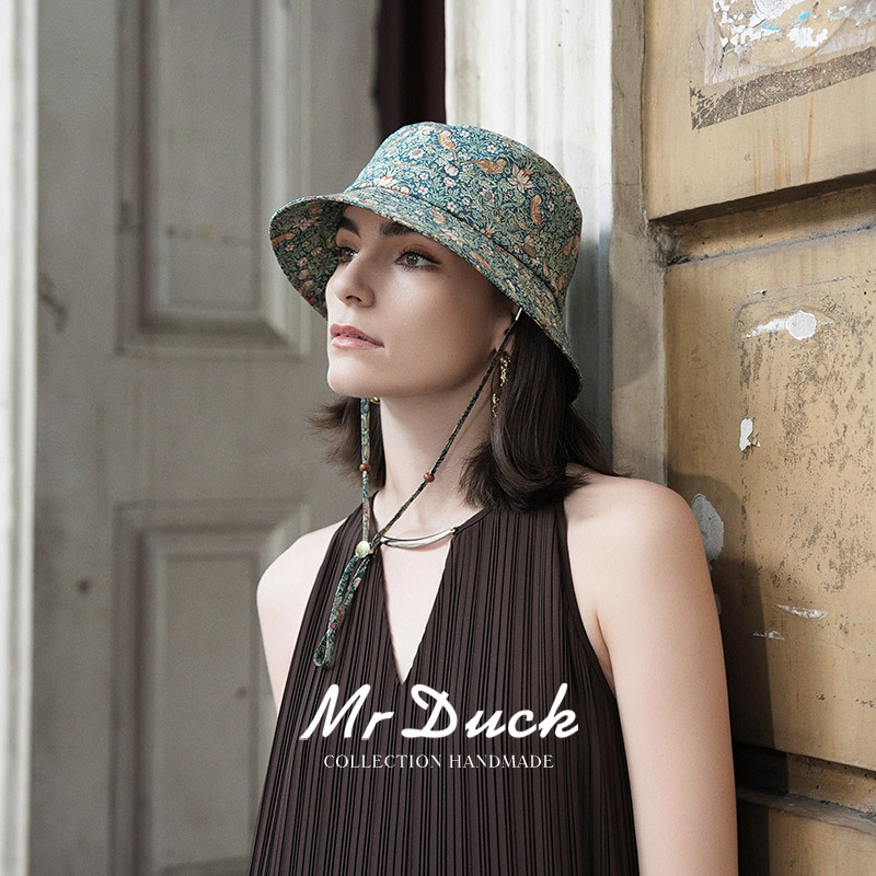 Mrduck Strawberry Thief Imported from the Uk Liberty 100% Cotton 2025 New Summer Sun Protection Fisherman Hat for Women