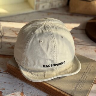 Japanese-Style Vintage Short-Brim Maos Stylish Embroidered Baseball Cap with Soft Brim, Canvas Workwear All-Season Duckbill Cap Trendy