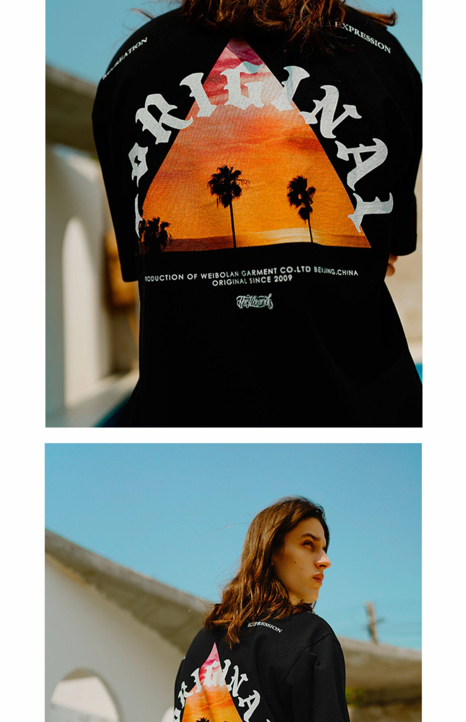 the v brand嘻哈街头潮流设计t恤_恤T哥特字设计休闲宽松短袖SantaMonica嘻哈街头潮流THEVBRAND_THE V BRAND_正800