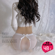 Have you in your arms * Love to the depths open gear Sexy lace underpants female web yarn Low waist and thin section Triangle Pants Free of women