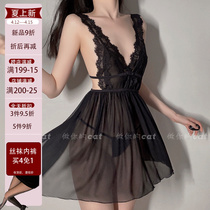 Sexy Sleepwear Woman Sleeping Dress Spring Autumn Style Harness Fall Overdraft Harness Dongle Donuts Underwear Pure Desire Lace Senior Feel Cat