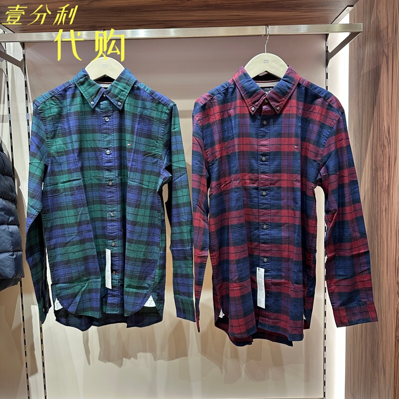 Tommy Hilfiger Men's Plaid Long-Sleeved Shirt Xm06341 Tag Price 1390