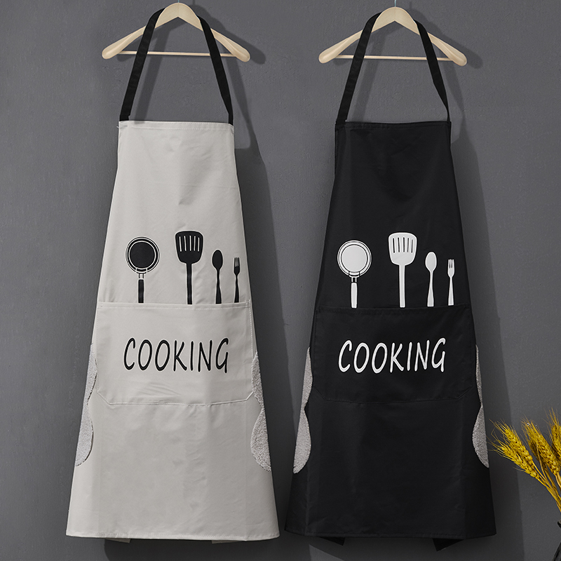 2020 new hand-wiping apron home waterproof oil overcoat fashion kitchen cooking men's bib adult overalls