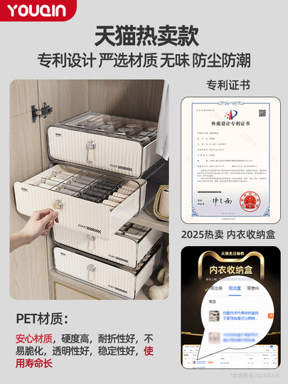 Youqin-caja de almacenamiento de ropa interior, calcetines, artefacto de partición tipo cajón para el hogar, caja organizadora tres en uno para ropa íntima