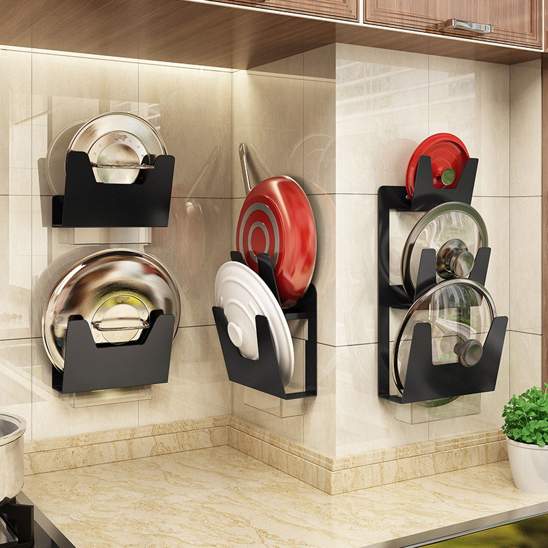 Kitchen pot lid shelf shelf wall hanging hanging rack free perforated cutting board storage chopping board shelf supplies household supplies