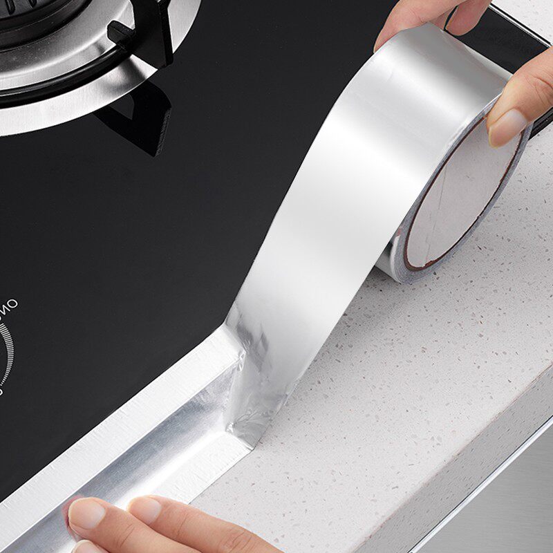 Adhesive tape adhesive paper waterproof kitchen unmarked gas stove table mildew-proof aluminum foil high temperature resistant water pipe pool anti-leak seal special thickened single-sided super power high viscosity sticker wide rubberized fabric red theorizer