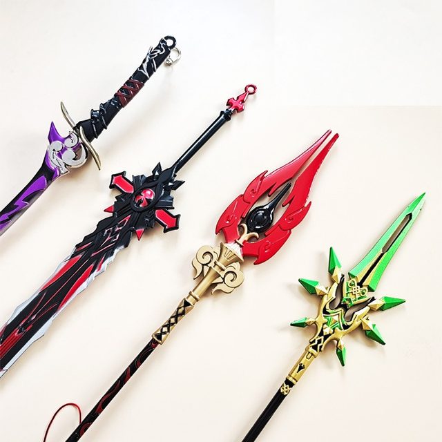 ຂະຫນາດໃຫຍ່ Genshin Impact peripheral weapon model Goma's Staff Wolf's End Metal Children's Toy Weapon COS Ornament