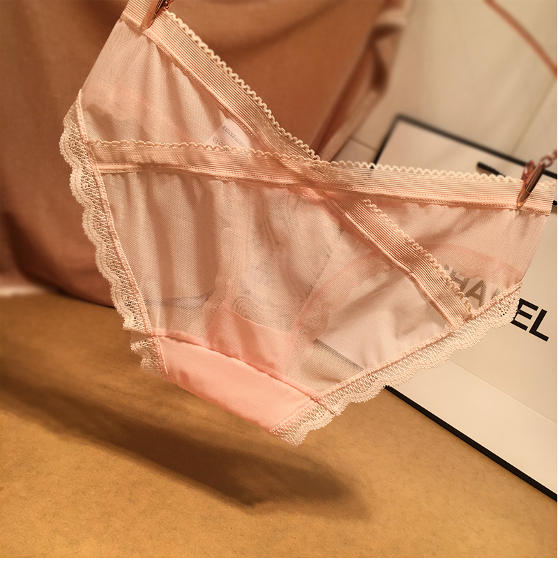 Châu Âu và Mỹ gợi cảm rỗng phối đồ chéo bên lưới thấp eo nữ tam giác đồ lót cotton phía dưới quần lót phụ nữ