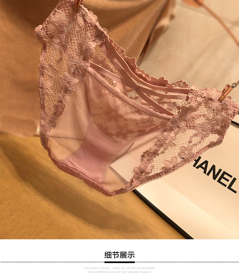Châu Âu và Hoa Kỳ đồ lót gợi cảm nữ ren phối cảnh trong suốt sau khi ban nhạc mỏng trong suốt thêu tinh tế lưới đồ lót phụ nữ quần lót đôi