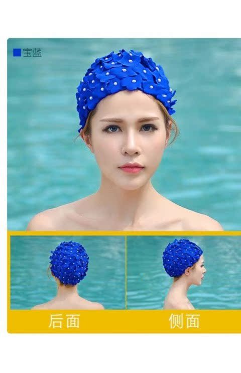 Ngọt ngào và dễ thương thời trang mùa xuân mũ bơi hoa cánh hoa dài mũ bơi nữ hoa ba chiều kích thước lớn đồ bơi mũ bơi - Mũ bơi mũ bơi chống ướt tóc