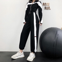 annerun sportswear womens two-piece autumn and winter leisure running fitness jacket Harlem pants handsome suit