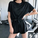 annerun Спортивная быстросохнущая футболка с коротким рукавом для спортзала, сексуальная одежда для йоги, свободный крой, для бега