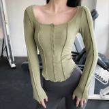 Сексуальная одежда для йоги, быстросохнущий лонгслив для спортзала, футболка для тренировок, популярно в интернете, для бега, облегающий крой