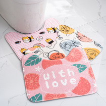 Toilet floor mat recessed foot pad toilet U-shaped toilet mat absorbent non-slip toilet toilet cartoon