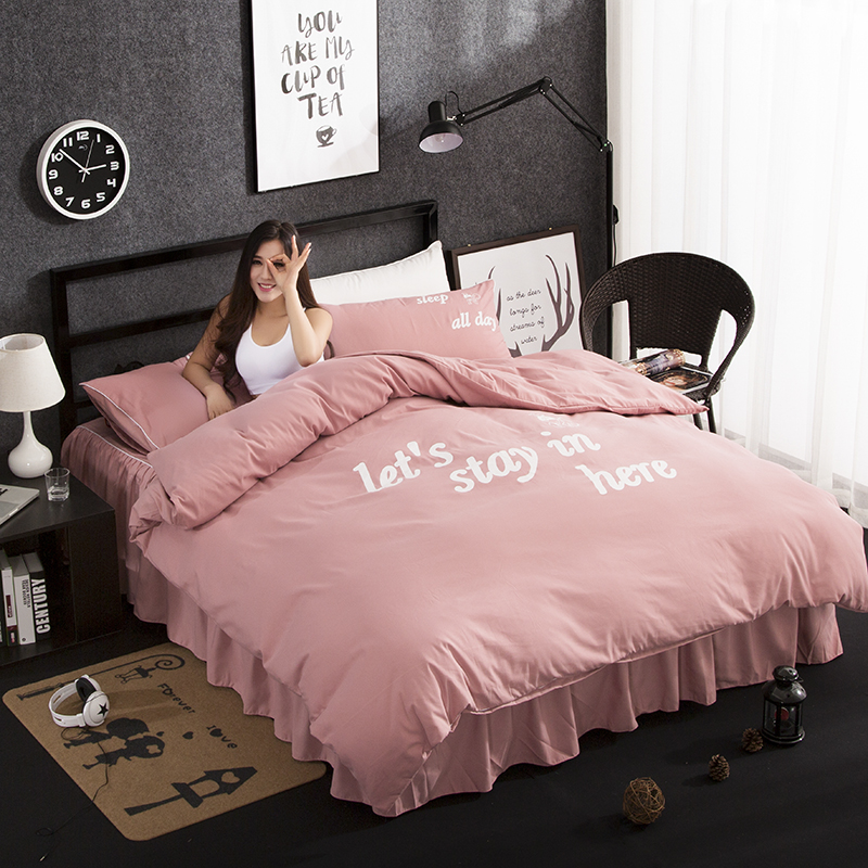 Cotton quilt cover màu rắn đôi 2.0 mùa 1.5 mét 1.8 m khăn trải giường sinh viên ký túc xá bộ đồ giường cưới quilt cover