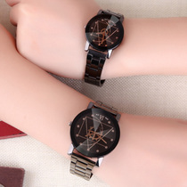 Online Red New Concept Black Tech Watch Male and female Student Han Edition Brief Trend ulzzang Creative Personality Turntable