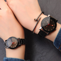 ulzzang trend watch male and female student Korean version brief retro casual atmosphere couple watches a pair of black and white