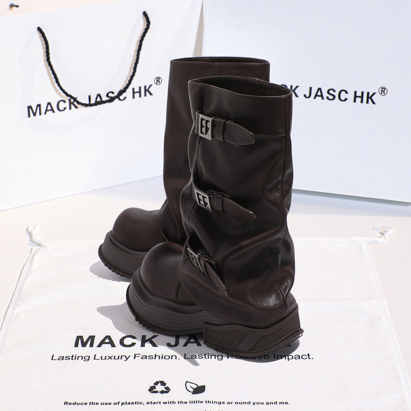 Hong Kong Hk Thick-Soled Height-Increasing 10cm Riding Boots for Women 2026 Autumn and Winter New Fashion Mid-Calf Boots Trouser Boots Hong Kong Hk Thick-Soled Height-Increasing 10cm Riding Boots for Women 2026 Autumn and Winter New Fashion Mid-Calf Boots Trouser Boots