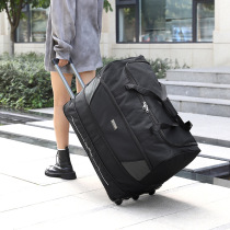 Portable travel trolley bag Oxford cloth large capacity canvas tug bag womens foldable checked bag mens luggage bag