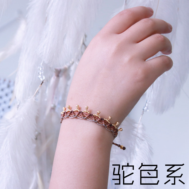 Tái sinh macrame bện dây vòng cổ vòng cổ vòng tay gói vật liệu để gửi hướng dẫn tự làm thủ công dòng sáp - Vòng chân lắc chân nữ bạc ta