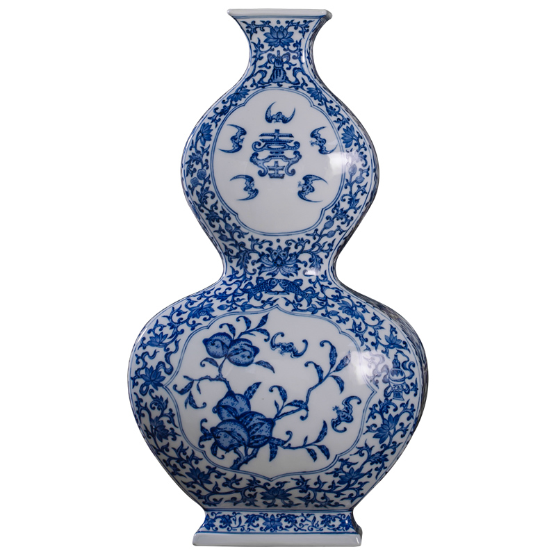 】 【 emperor up hand - made maintain antique porcelain wufu hold life of gourd bottle of jingdezhen ceramic vases, rich ancient frame furnishing articles