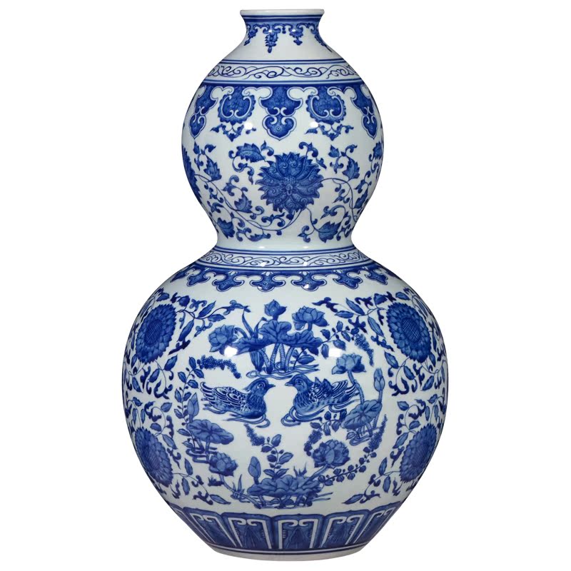 Jingdezhen blue and white gourd bottle of Chinese pottery and porcelain imitation the qing qianlong hand - made the sitting room porch TV ark, flower arranging furnishing articles