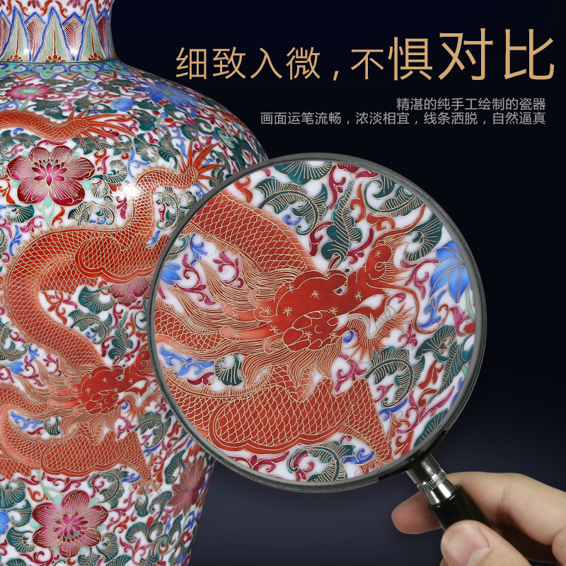 Jingdezhen ceramics imitation the qing qianlong enameled wire inlay dragon mei bottles of Chinese style living room porch TV ark, furnishing articles