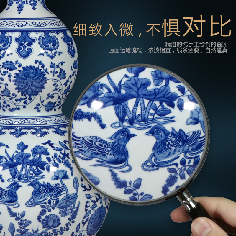 Jingdezhen blue and white gourd bottle of Chinese pottery and porcelain imitation the qing qianlong hand - made the sitting room porch TV ark, flower arranging furnishing articles