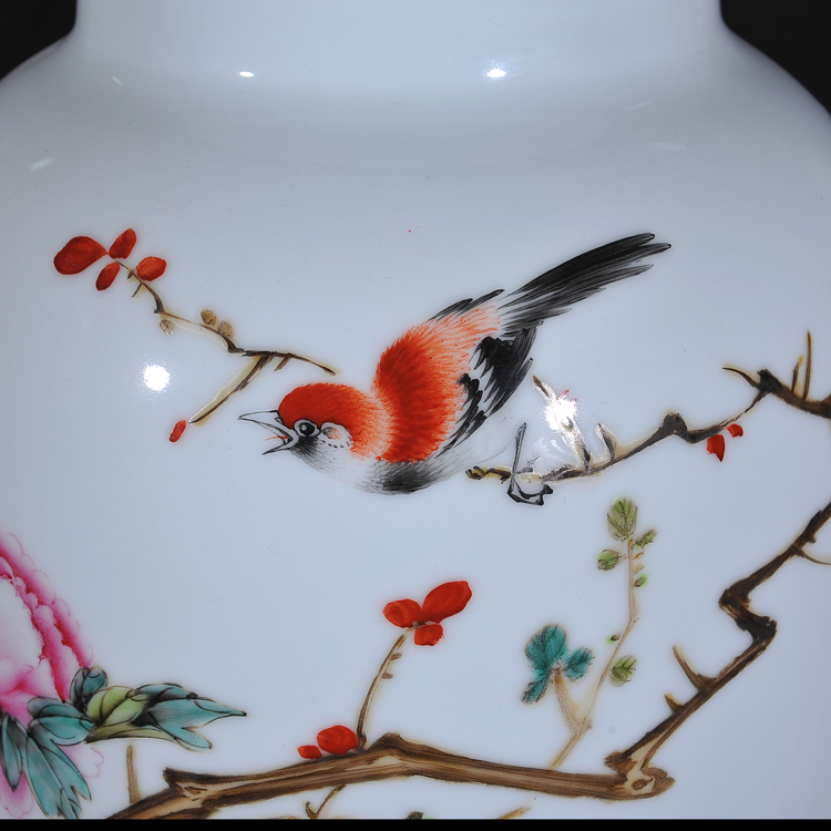 Jingdezhen ceramics Xiong Guiying hand - made pastel the singing of birds in the spring the vase modern decorative crafts