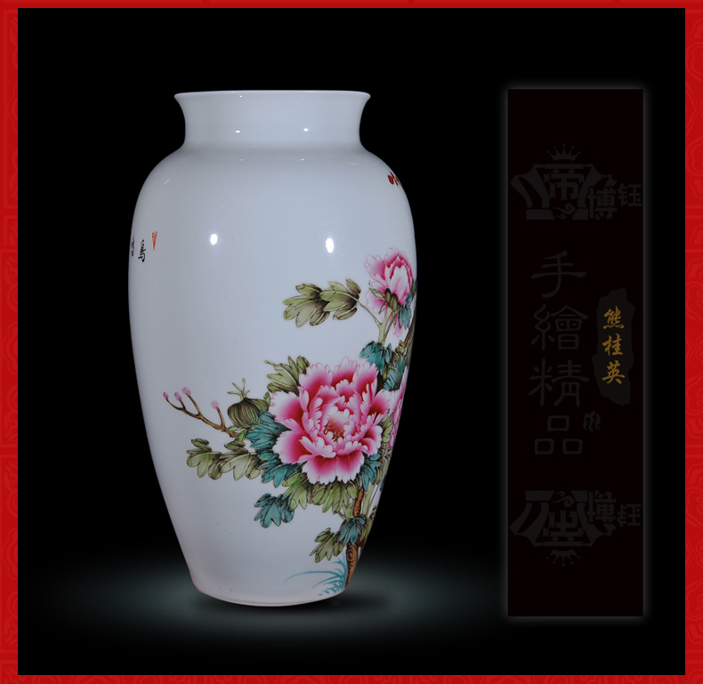 Jingdezhen ceramics Xiong Guiying hand - made pastel the singing of birds in the spring the vase modern decorative crafts