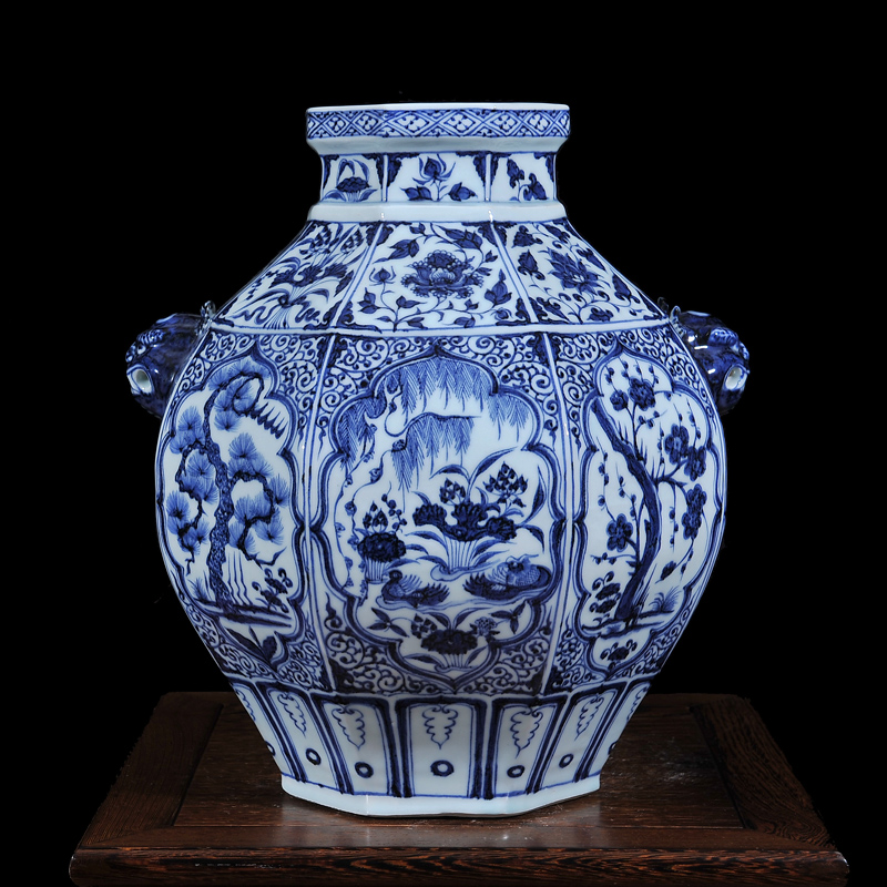 Jingdezhen ceramics imitation yuan and Ming blue and white household decorative hand - made girlfriend jar TV ark, furnishing articles