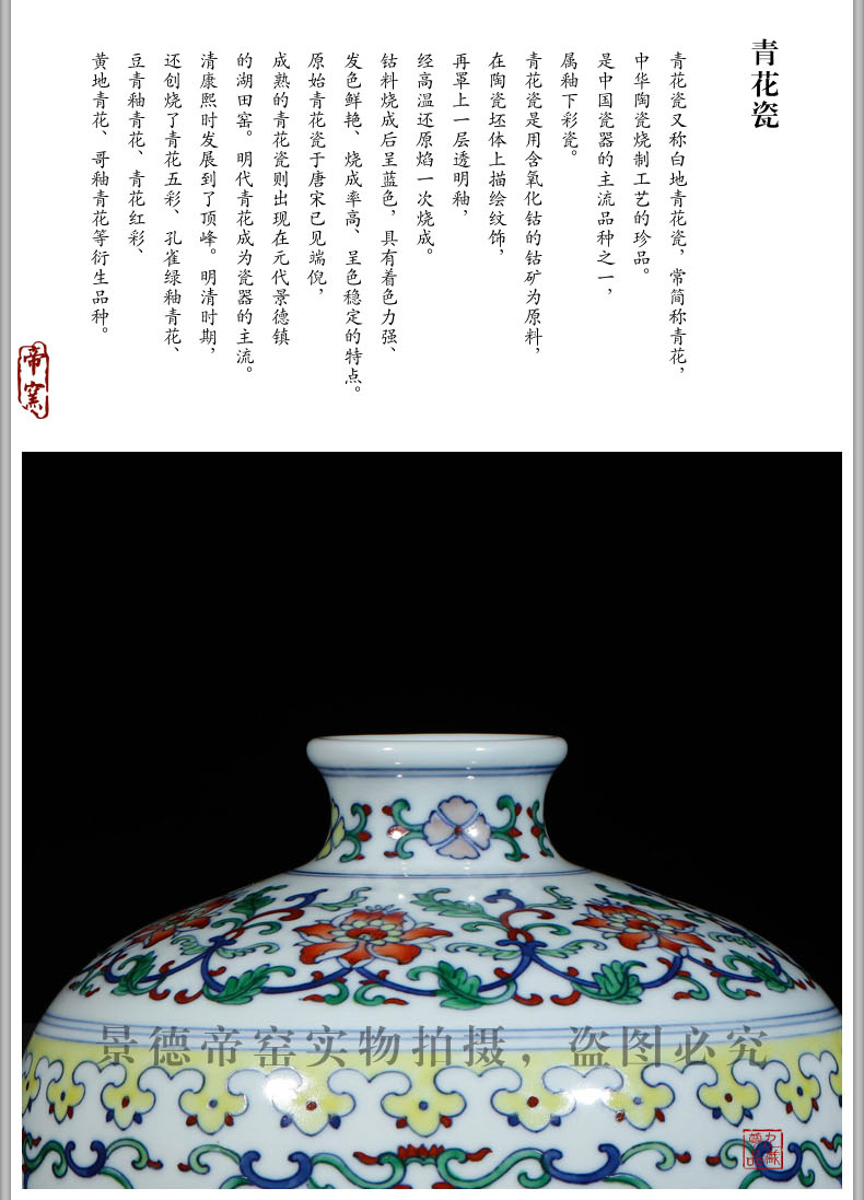 Jingdezhen ceramics imitation the qing yongzheng color picking fights branch pattern mei bottle collection sitting room adornment home furnishing articles