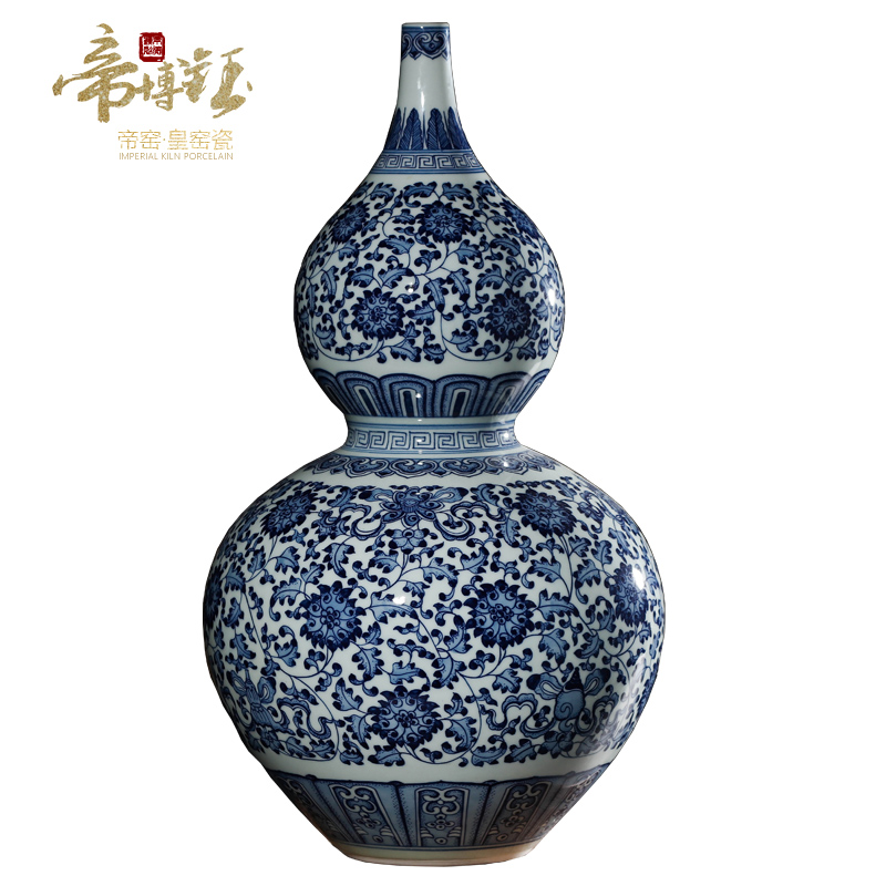 Jingdezhen porcelain vases, antique hand - made hoist the sitting room is the study of blue and white porcelain craft decoration new furnishing articles
