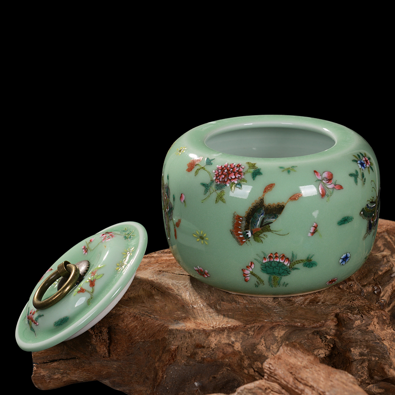 Jingdezhen ceramics pea green, archaize caddy fixings storage tank snack jars household adornment handicraft furnishing articles