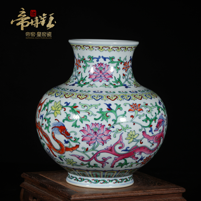 Antique hand - made porcelain of jingdezhen ceramics bucket color dragon in the ocean 's day bottles of the sitting room porch decoration furnishing articles