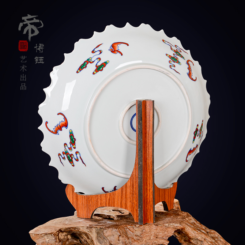 Jingdezhen ceramic decoration plate sit plate hanging dish hand - made antique blue and white porcelain enamel dish crafts