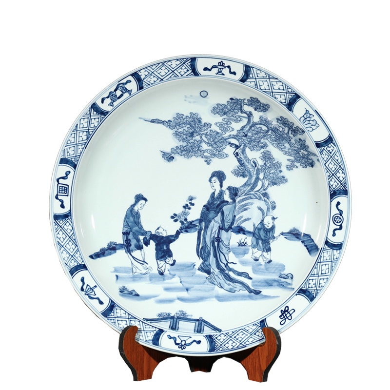 Jingdezhen ceramic antique hand - made character hang dish to decorate sitting plate hanging furnishing articles porcelain household act the role ofing is tasted