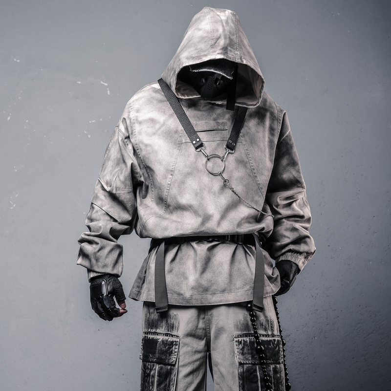 Sand Dune Wasteland Style Washed Vintage Tie-Dye Hooded Jacket for Women, High Street Cross Embroidery Loose Long-Sleeve Sweatshirt for Men