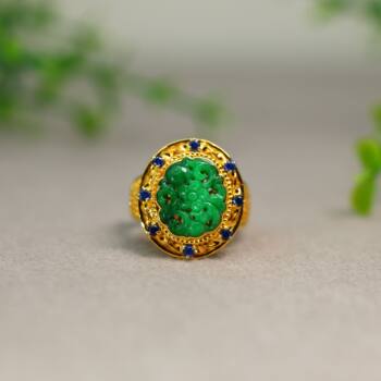 Natural grade a jadeite hollow carved living ring