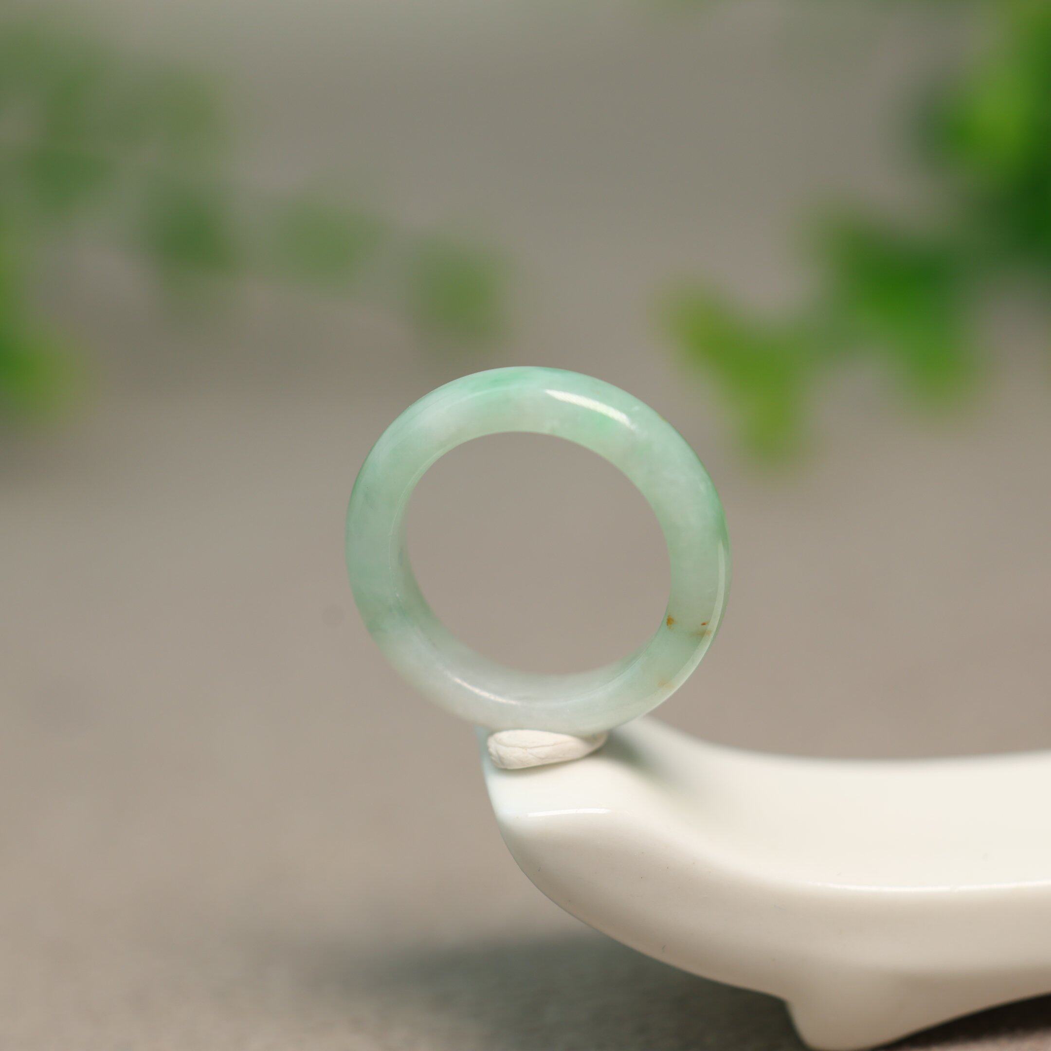 #L659 Green Burmese Natural Grade A Jade Ring No. 11 Ring for Women