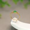 Myanmar natural grade A jadeite round cabochon ring