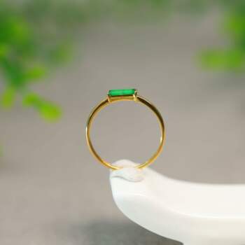 Natural grade a jadeite square pillar ring