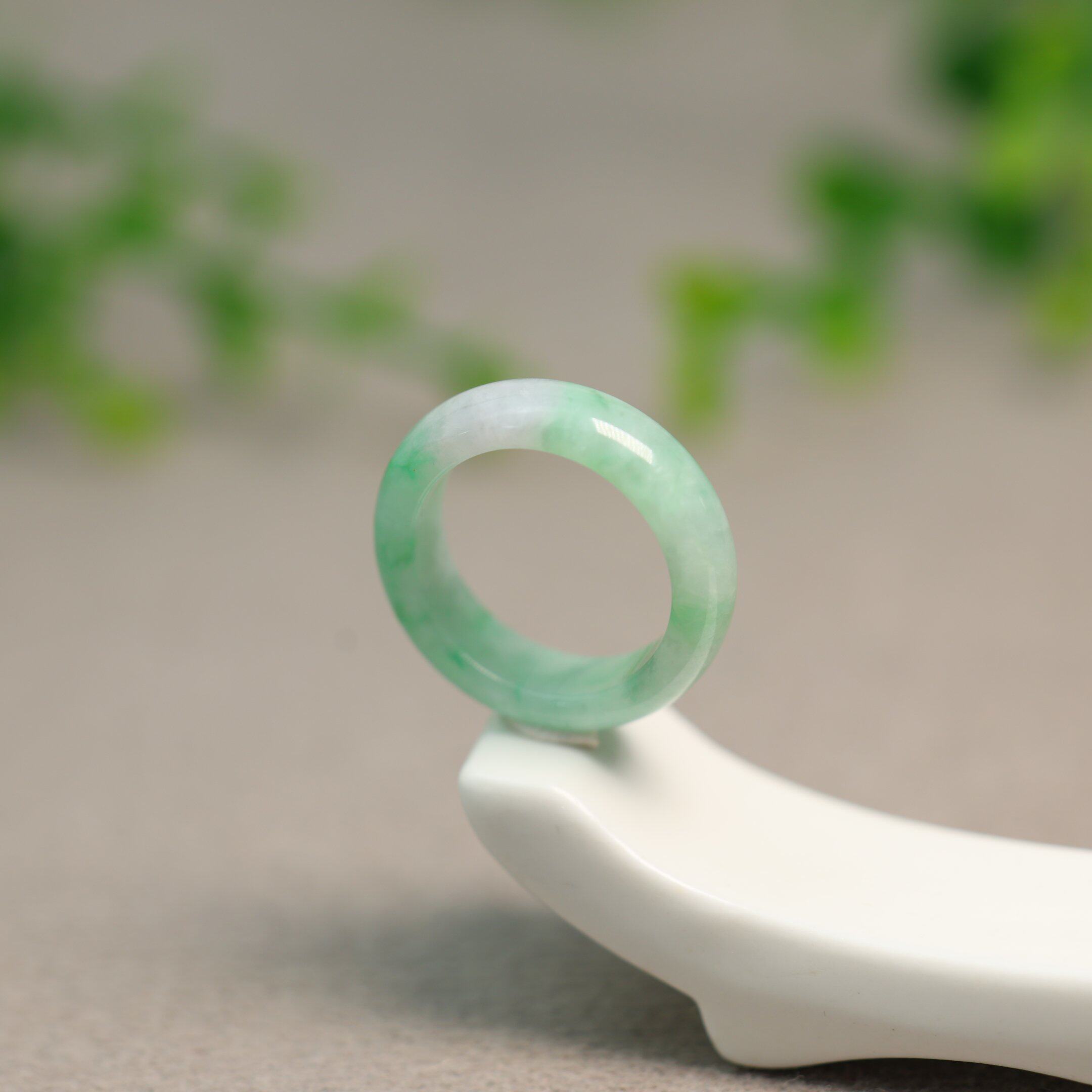 Waxy Piaoyang Green Burmese Natural Grade A Jade Ring