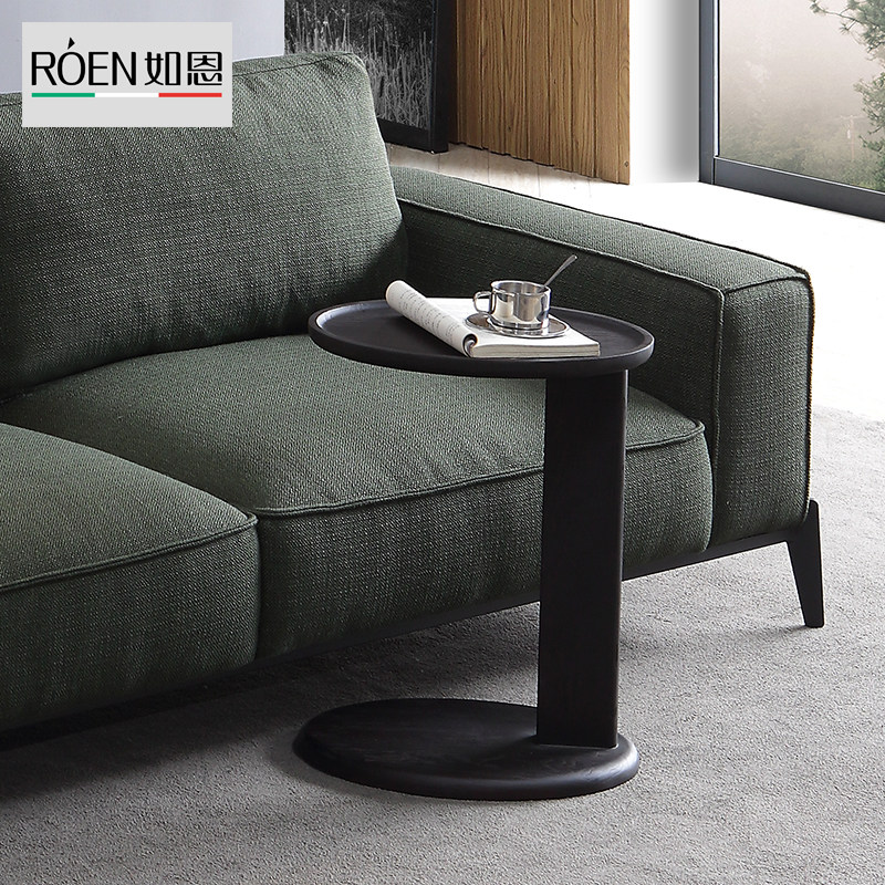 Ruen Italian modern minimalist style solid wood small side table sofa table black solid wood telephone small coffee table designer