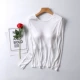Áo sơ mi lụa chạm đáy phụ nữ với áo lót ngực đồ ngủ thể thao ấm áp trên thanh miễn phí mặc áo ngực dài tay áo thun áo giữ nhiệt nữ cổ 3cm	