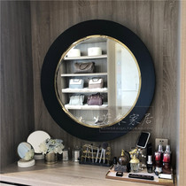 Makeup mirror postmodern minimalist light Nordic luxury decorative style black and white stainless steel small bathroom mirror round decorative mirror